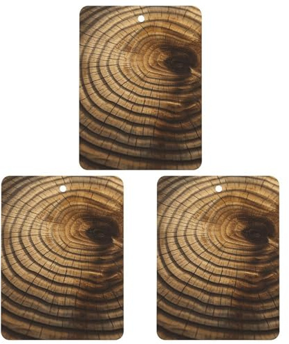 3-Pack Car Air Freshener Cards Double Sided Hanging Tree Rings Air Freshener Scented Cards for Car, Room, Bathroom | Long-Lasting Fragrance, Black-style