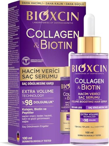 BIOXCIN Siero per capelli contro la caduta dei capelli – collagene e biotina siero per capelli sottili e fini, più volume e struttura dei capelli più forte, con BioComplex B11, Leave-in cura del cuoio
