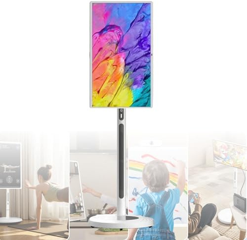 Smart Portable TV with Android 12, Movable Touchscreen Full Swivel Rotation, 8+128GB Storage Rolling TV on Wheels, Built-in 13500mAh 32Inch