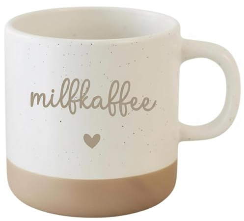 GEVADESIGN Milfkaffee Tasse mit Herz – Lustige Mama Tasse – Geschenk für Mütter – Humorvolle Keramiktasse 360 ml – Muttertag Geschenk – Kaffee Becher Weiß-Beige – spülmaschinengeeignet