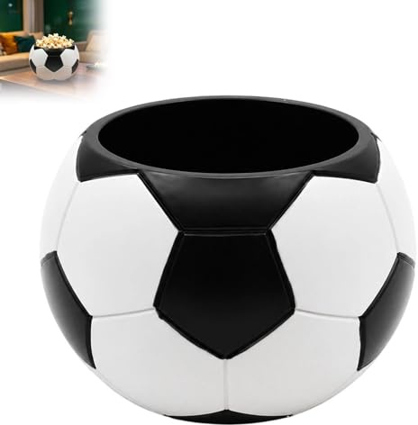 Generisch Football Snack Bowl, 15 cm Sporty Serving Bowl for Chips and Sweets, Multifunctional Tableware, Decorative Planter for Indoor Use (White)