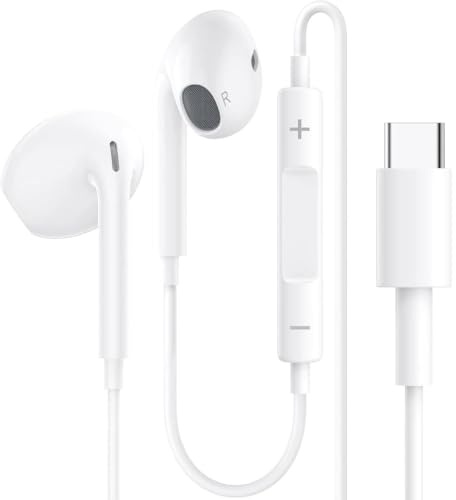 USB C Headphones for iPhone 17 Pro Max/17 Pro/17 Air/17e/16/16e/16 Plus/15 | Type C Earbuds Wired Earphones (Microphone & Remote Control) Noise Cancelling for lPad Pro, Galaxy S23/Ultra Note10/20, Pixel