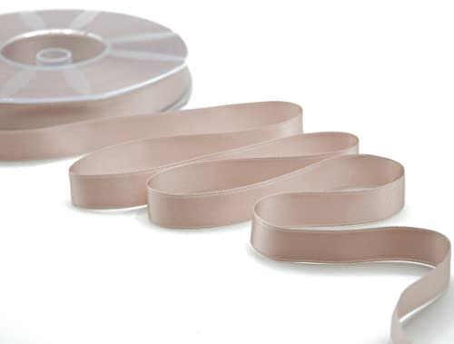 Furlanis - Ruban Satin Double Face, Tissu Italien - Rose Poudré Foncé, 16 mm x 50 m