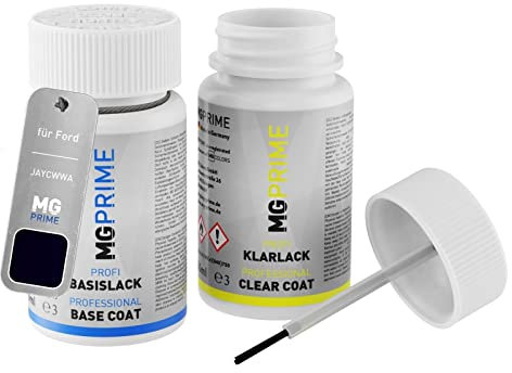 MG PRIME Autolack Lackstift Set für Ford JAYCWWA / PNJAB0 / F Panther Black Pearl/Pantherschwarz Metallic Basislack Klarlack je 50ml