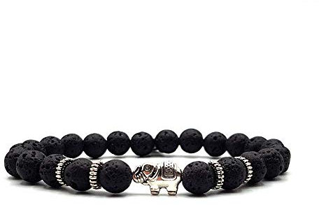 KARDINAL WEIST Tier Lava Stein Armband, Aroma Diffusor Natur Schmuck für Damen und Herren, Kraftier - Chakra - Ausdauer - Weisheit - Ruhe - №1 (L+, Elefant)