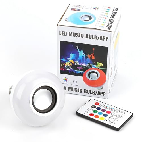 Haofy LED Music Light Bulb, E26/E27 Bluetooth Speaker RGB Colour Changing Light Bulb with USB Port with Remote Control for Party, Home, Halloween Christmas Decorations