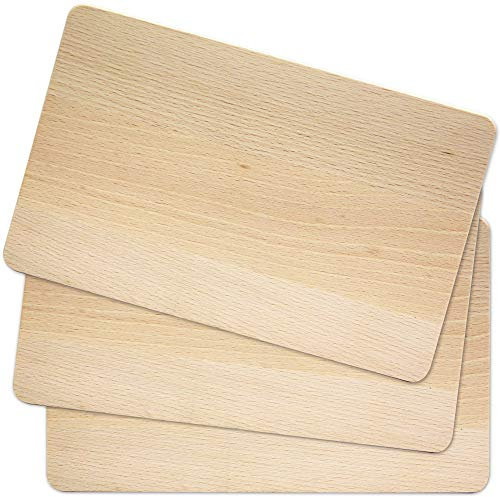 Madyes Lot de 3 planches à découper en bois de hêtre naturel non traité, n’abîme pas les couteaux, utilisable des deux côtés