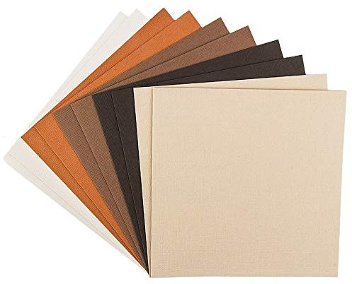Ideen mit Herz Grußkarten-Set | 10 farbige Karten & 10 weiße Umschläge | edle Leinen-Optik | bunt | ideal für liebe Glückwünsche zum Geburtstag, Hochzeit, uvm. (Creme-/Brauntöne, 16 x 16 cm)