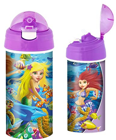 3D LiveLife Borraccia - Magia di Sirena di Deluxebase. Borraccia Oceano 3D lenticolare con cannuccia. Borraccia da 600ml impreziosita dalla grafica originale del rinomato artista Michael Searle