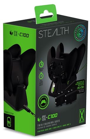 Stealth SX-C100 Xbox One Twin Charging Dock with Rechargeable Battery Packs - Black