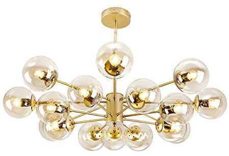 Gold Sputnik Kronleuchter 9 8 10 12 16 Leuchten Glaskugel Schattierungen Während Light Globes Decke Hängen E27 Deckenleuchten Für Küche,Jane O'troll Bohnen Kronleuchter,Esszimmer-Golden. 16 kopf
