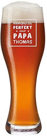 Leonardo Weizenglas - Bierglas mit Gravur 0,5l - Bester Papa der Welt - Das Geschenk zum Vatertag - Weihnachten - Geburtstagsgeschenk - Bierglas Bierkrug Weizenbierglas - Geburtstag