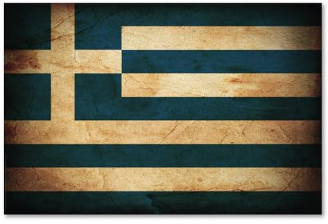 Postereck - 0304 - Vintage Flagge, Fahne Griechenland Athen - Unterricht Klassenzimmer Schule Wandposter Fotoposter Bilder Wandbild Wandbilder - Leinwand - 60,0 cm x 40,0 cm