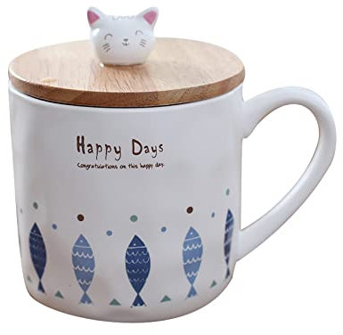 Tasses Mug Tasse À Café Tasse A The Ménage De Style Japonais Créatif Chat Et Poisson Marque De Café Tasse En Céramique Femme Dessin Animé Petit Déjeuner Tasse À Lait Avec Couvercle,Groupe Inférieur De