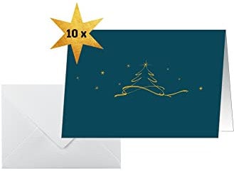 SIGEL DS069 Weihnachts-Karten Set mit Umschlag, A6 quer, 10 Stück Christmas tree, ideal zum Bedrucken, aus nachhaltigem Papier