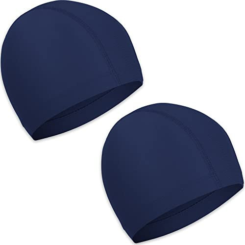 Cuffia Piscina Tessuto Adolto Bambini 2 pezzi Cuffie Nuoto per Uomo Donna Super Elastica e Leggera (blu navy)