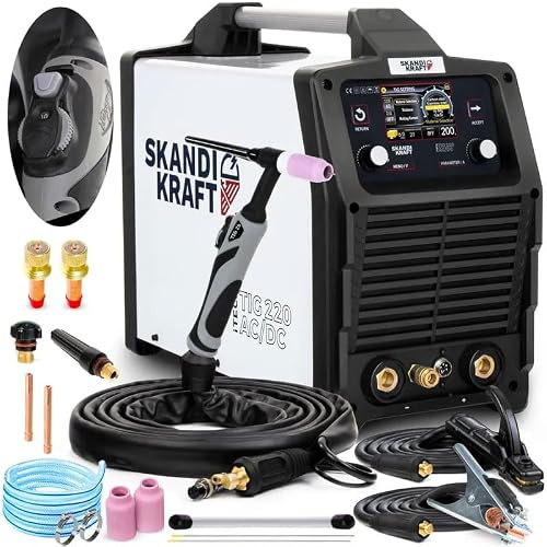 SKANDI KRAFT® iTech WIG 220 Kombi Schweißgerät WIG AC/DC, MMA, Mit 200 Ampere IGBT Arc Force ALU geeignet Schweißmaschine