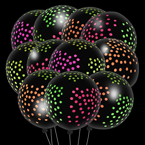 30 Stück Neon-Luftballons, leuchten im Dunkeln, leuchtende Luftballons, Punkte-Ballons Glow Party Polka, Disco Glow Ballons Schwarzlicht Latexballons, Reaktive Fluoreszierende Ballons