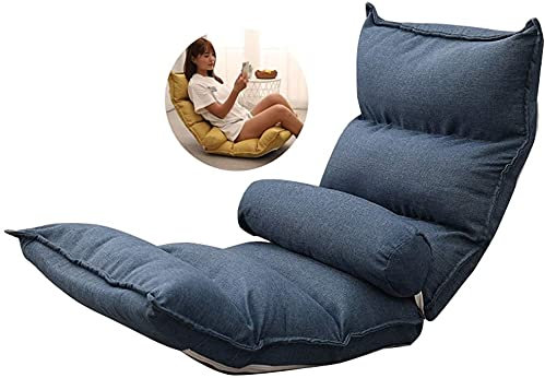 PURRL Lazy Sofa Stuhl Bodenstuhl Hochlehner 2er Set Liege Lazy Sofa Gepolstert Faltbar Bodensitz Wohnzimmer Baony (Blau) Little Surprise