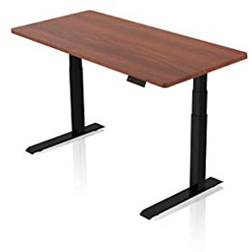 - AGIL - Elektrisch Höhenverstellbarer Schreibtisch - Schwarzes Premium Gestell mit Doppelmotor & Walnuss Tischplatte - 160x80 cm - Memory Funktion - Ergonomischer Sitz-steh-Schreibtisch