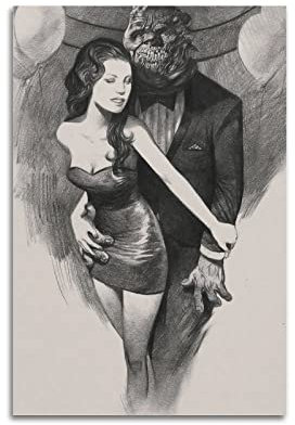 INKLOT Die Schöne und das Biest Poster, dekoratives Gemälde, Leinwand, Wandposter und Kunstbild, modernes Familien-Schlafzimmer, 60 x 90 cm