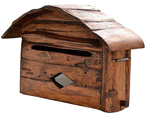 Wandbriefkasten Amerikanischer Briefkasten Wandbriefkasten Landhausstil Villa Briefkasten Anhänger Kreatives Holz für Briefe (Farbe: Braun, Größe: 36 x 24 x 15 cm) (Braun 36 x 24 x 15 cm)
