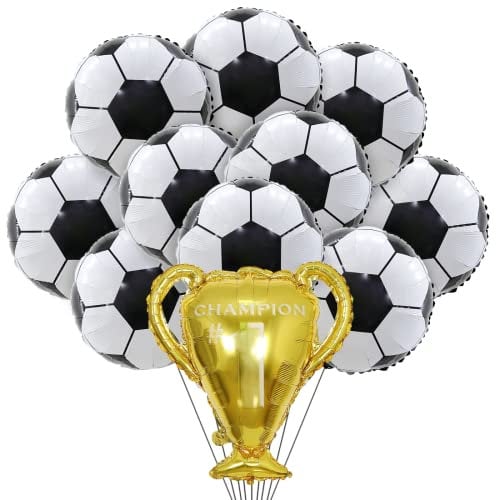 Palloncini di Calcio, Palloncino Trofeo e 10 Palloncini Foil Calcio, Palloncino Trofeo Calcio, Decorazioni per Feste di Calcio per Bambini Compleanno Coppa del Mondo Tema Sportivo