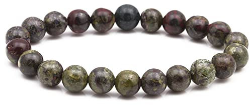 OZEO Bergkristall Armband, Natürliche Drachenblut Stein Chakra Armbänder Boho 8Mm Energie Edelstein Armreifen Elastische Perlen Freundschaftsarmband Balance Yoga Schmuck Für Frauen Männer