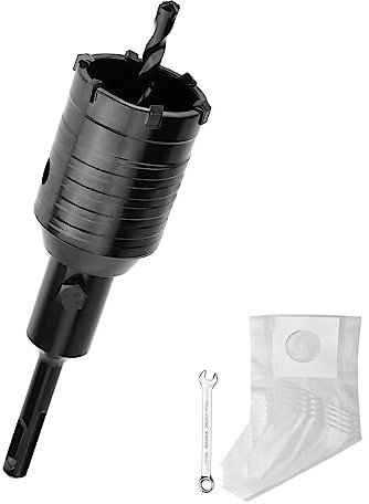 50MM Bohrkrone (XXL-Zähne) schwarz set mit 110mm SDS plus verlängerung und 4-Schneidigen Zentrierbohrer 8x110mm,Wandlochsägebohrer für Mauerwerk und Beton