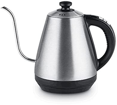 FairUo Kettles for Boiling Water, 1L Gooseneck Kettle Kettles for Boiling Water Adjustable Temperature Insulation Stainless Steel Drip Coffee Tea Teapot Boil-Dry Protection/Silver