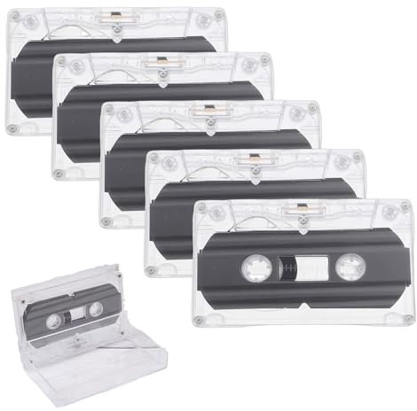 5er Pack Audio Cassette Empty Cassette Tapes,Rauscharm Audiokassetten,Audio Kassetten Leer,Leere Audio Kassetten für Musikkassetten- Rauscharm Hohe Leistung 60 Minuten Magnetband,für Vorlesungen usw