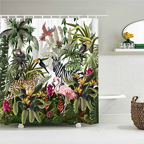 VEKETE Europäische Blumen Vögel Pflanzen Badezimmervorhänge Wasserdichter Duschvorhang 3D-Druck Badezimmerdekoration Badewannenwand,18,Your Image/Foto