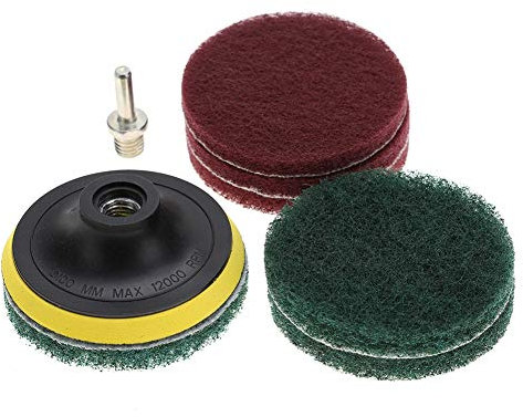 Drill Cleaning Pads, Drill Polishing Kit, Tile Scrubber Metal Polishing Cleaning Pads with Shaft for Buffer Polisher Compounding, Polishing and Waxing