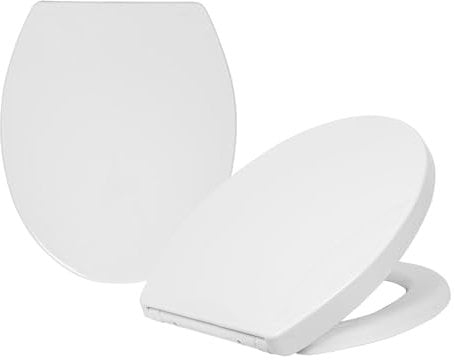 Harbour Housewares Soft Close Toilet Seats White - Pack of 2 - Anti-Bacterial Oval Shape Bathroom Bowl Loo Cover Durable Adjustable Hinges Quick Release Toilet Seat Soft Close with Fixings