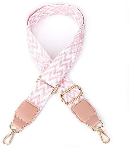 Taschengurte zum Wechseln Verstellbarer Schultergurt Breit 4cm, Längenverstellbarer 80-140cm Schulterriemen für Schultertasche Tragetaschen und Handtaschen,DIY Zubehör für Tasche,Rosa/Weiß