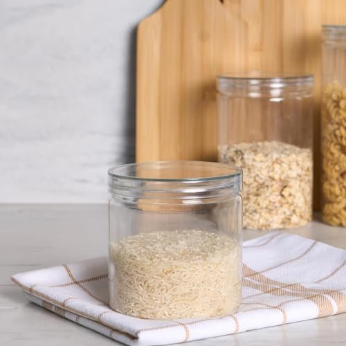 OHS Plastic Small Containers for Kitchen, Storage Jars with Lids Airtight Dishwasher Safe Pantry Organisation Coffee Rice Pasta Cereal Sugar Tea Bags, Small 800ml