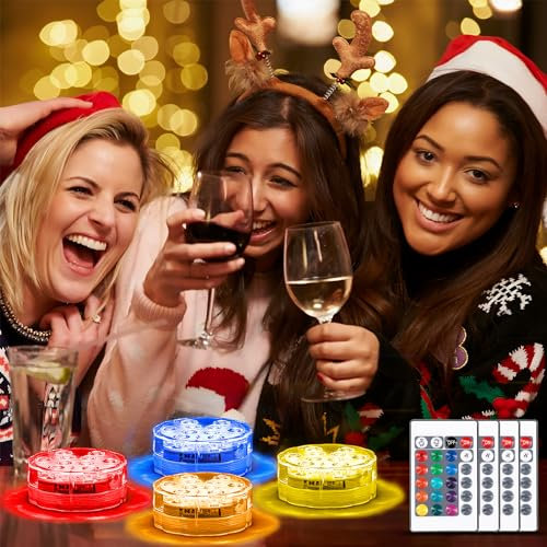 daphomeu Poolbeleuchtung Unterwasser Licht, LED Teichbeleuchtung mit fernbedienung, Multicolor RGB Pool Lichter, Deko Licht für Vase Basis Teich Hochzeit Halloween Christmas (4)