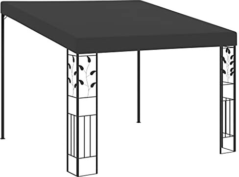 Vopese Tonnelle avec fixation murale anthracite 3 x 3 x 2,5 m, anti-UV et imperméable, pavillon de jardin pour camping, fêtes, extérieur