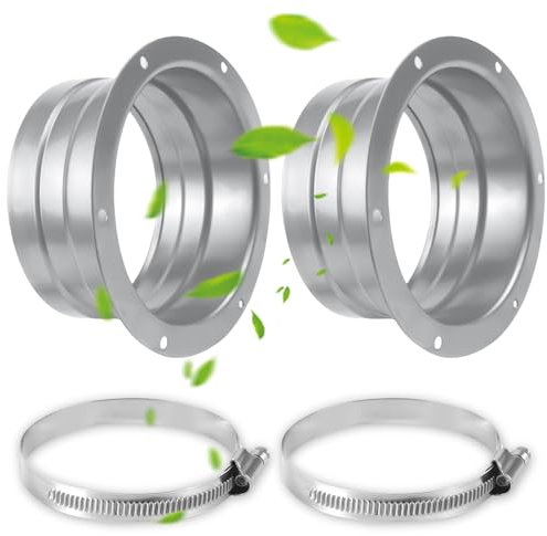 2 Stücke Wandflansch Verbinder Metall, 100mm Wandflansch für Lüftungssystem mit 2 Schlauchschellen, Duct Connector Flange, Flansch Schlauch Adapter für Abluftschlauch, Klimaanlage, Lüftungssystem