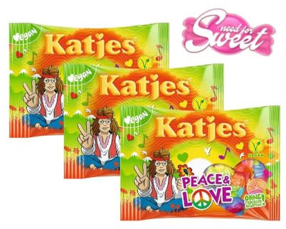 Katjes Vegane Süßigkeiten Peace and Love – 3x175g, Fruchtig & Süß