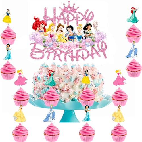 13 Pcs Cake Toppers for Girls, Cake Decorations, Cupcake Toppers, Birthday Party Decorations Supplies