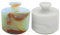 Marble Hives Marble Salt Cellar with Lid- Pack of 2 Marble Salt and Pepper Bowls- Salt Holder with Lid to Put Salt, Paprika, Pepper, and Spice (Onyx Green & White, Style 01)