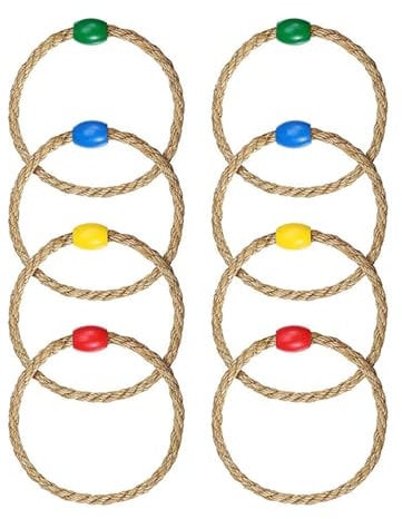 8 PCS Ring Toss Game Ropes - Wooden Quoits Games, Quoits Rounders Set Adults Kids, a Ring Game That Exercises Hand Eye Coordination Education, Puzzle Games, Family Parent-Child Interactive Games