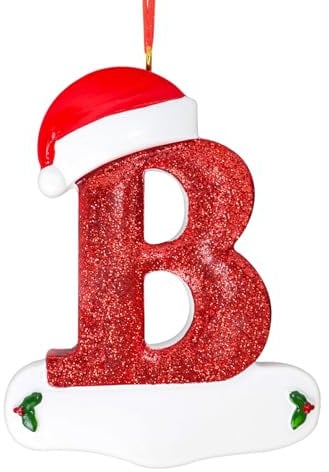 Christmas Tree Decorations, Xmas Personalized Alphabet Letter Pendant Ornament Decorations, Christmas Party Hanging Decor Xmas Gift (B)