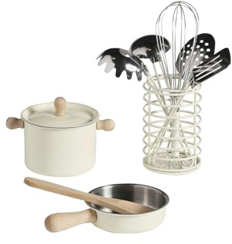 VERTBAUDET Set de Cuisine en métal et Bois FSC® écru TU