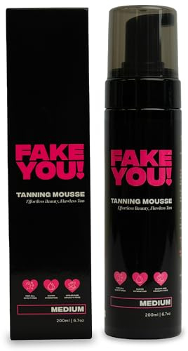 Fake You! Tanning Mousse – Lightweight Self Tan for a Natural-Looking, Streak-Free Glow – Hydrating Self Tan Mousse for All Skin Types – Medium Shade – 200ml