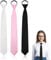 LJBFNN Schwarze Damen-Krawatte, schmale Krawatten für Frauen und Mädchen, verstellbare Uniform-Krawatte für Schule, Business, Accessoire, 3 Stück: Schwarz, Rosa, Weiß, 15 X 1.96