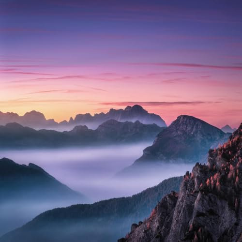 Ceanothe Tableau sur verre paysage et brume 30x30 cm - Impression Image Haute Définition Pour Décoration Murale avec Finition Brillante Fabriqué en France