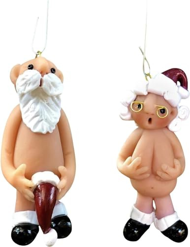 Naughty Santa Christmas Nikolaus Ornament Nackter Weihnachtsmann Christbaumschmuck Anhänger (Großeltern, 2 Stück)