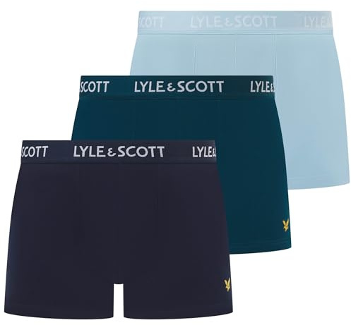 Lyle & Scott Mens 3 Pack Boxer Briefs Barclay (UK, Alpha, S, Regular, Regular, Chambray Blue/Sailor Blue/Peacoat)